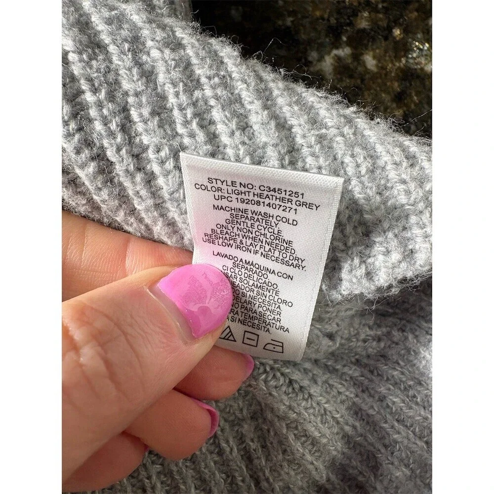 Vince Camuto Sweater Womens M Gray Mock Neck Pullover Textured Sleeves - Picture 10 of 10